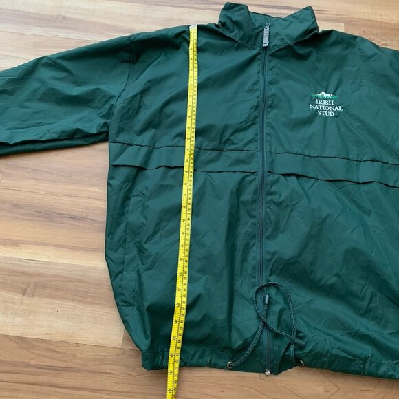 Irish National Stud Rain Jacket Windbreaker Green Large Packable Hood Unisex - Picture 5 of 11